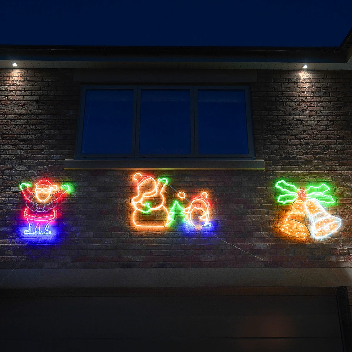 71cm Animated Outdoor Snowman & Penguin Christmas Silhouette Neon Light