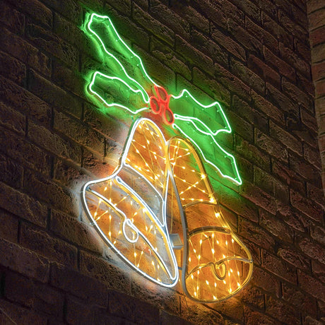 76cm Outdoor Neon Bells Silhouette