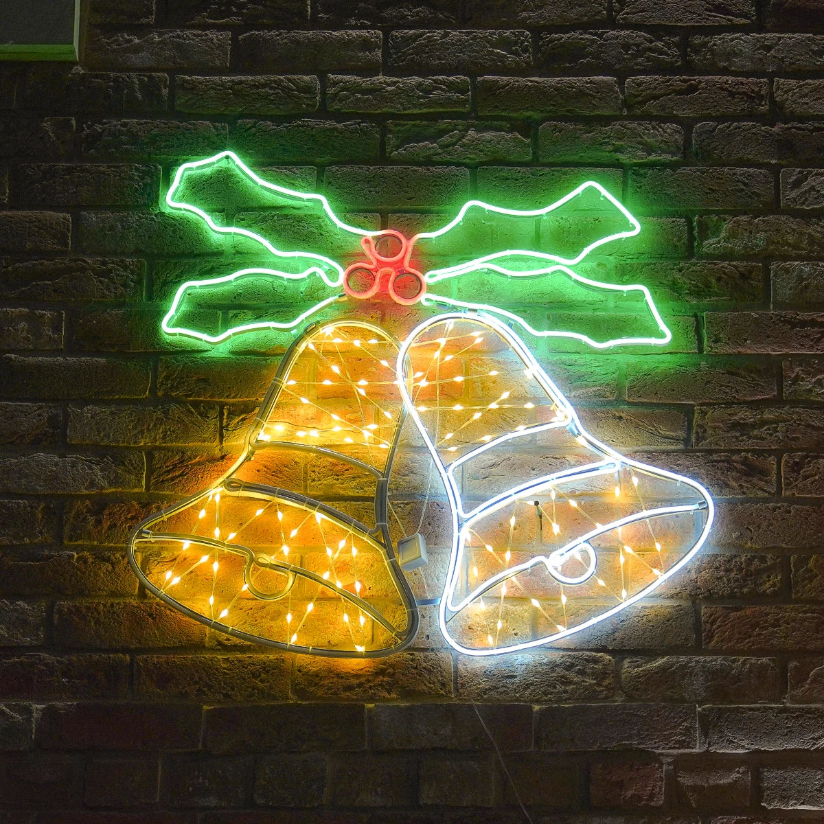 76cm Outdoor Neon Bells Silhouette
