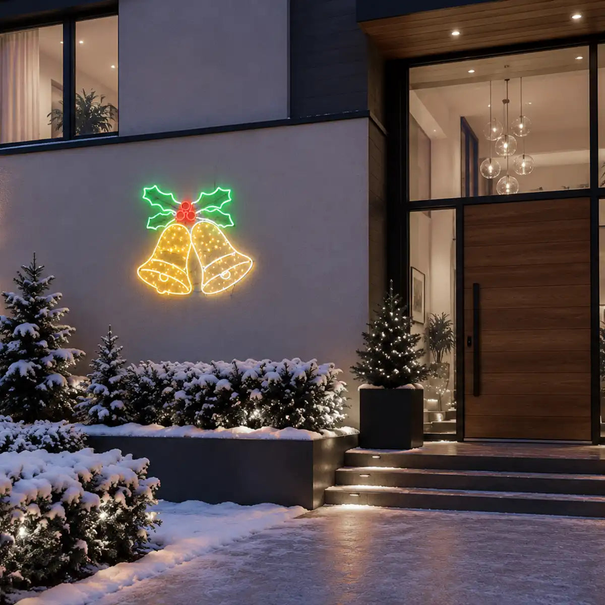 76cm Outdoor Neon Bells Silhouette