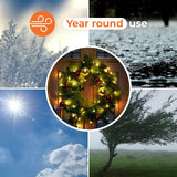 ConnectPro® 60cm Pre Lit Outdoor Christmas Wreath with Gold & Red Baubles