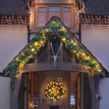 ConnectPro® Pre Lit Outdoor Christmas Garland with Baubles - Warm White LEDs - Connectable
