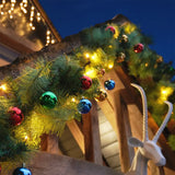 ConnectPro® Pre Lit Outdoor Christmas Garland with Baubles - Warm White LEDs - Connectable