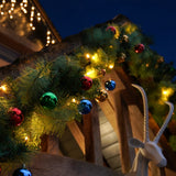 ConnectPro® Pre Lit Outdoor Christmas Garland with Baubles - Warm White LEDs - Connectable