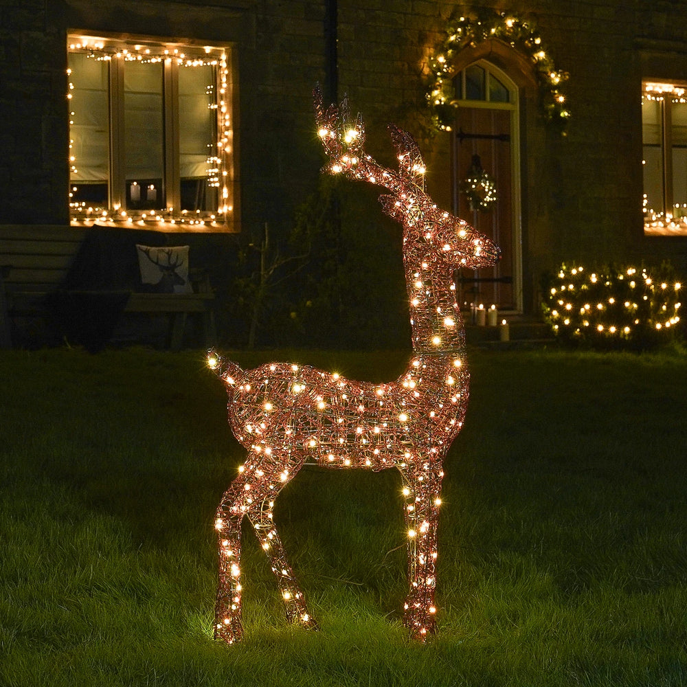 1.2m Outdoor Light Up Reindeer Stag Christmas Figure Brown Acrylic