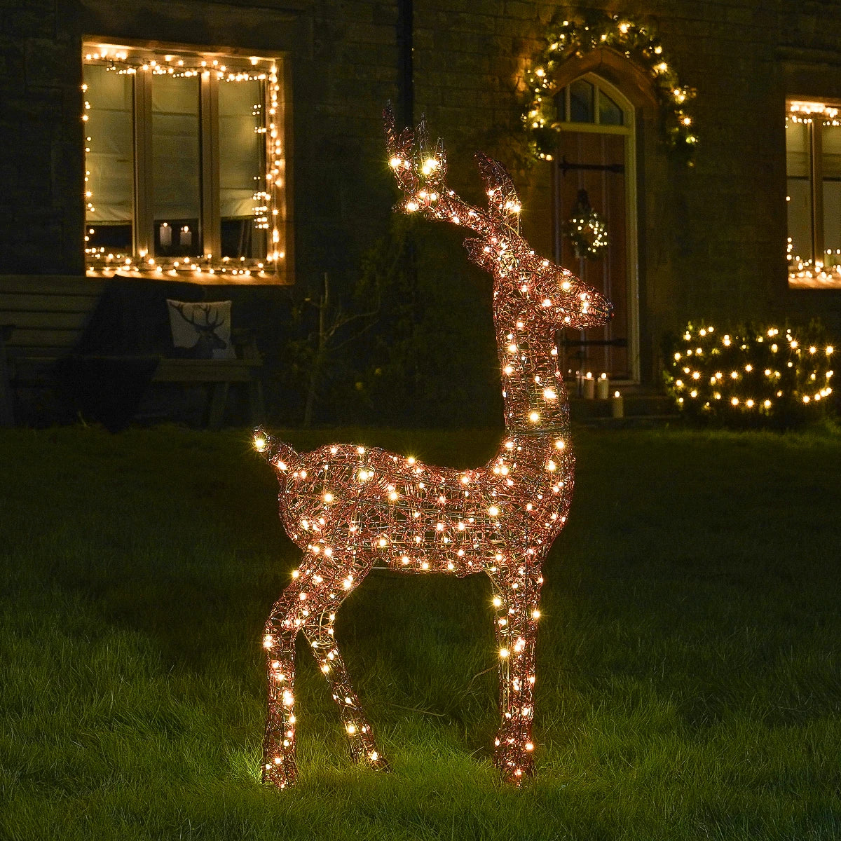 1.2m Outdoor Light Up Reindeer Stag Christmas Figure Brown Acrylic