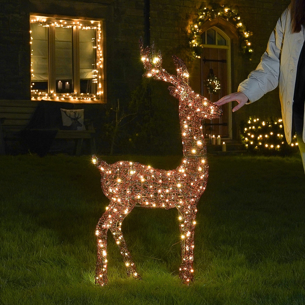 1.2m Outdoor Light Up Reindeer Stag Christmas Figure Brown Acrylic