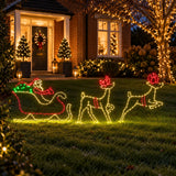 68cm Santa Sleigh & Reindeer Outdoor Christmas Silhouette Light