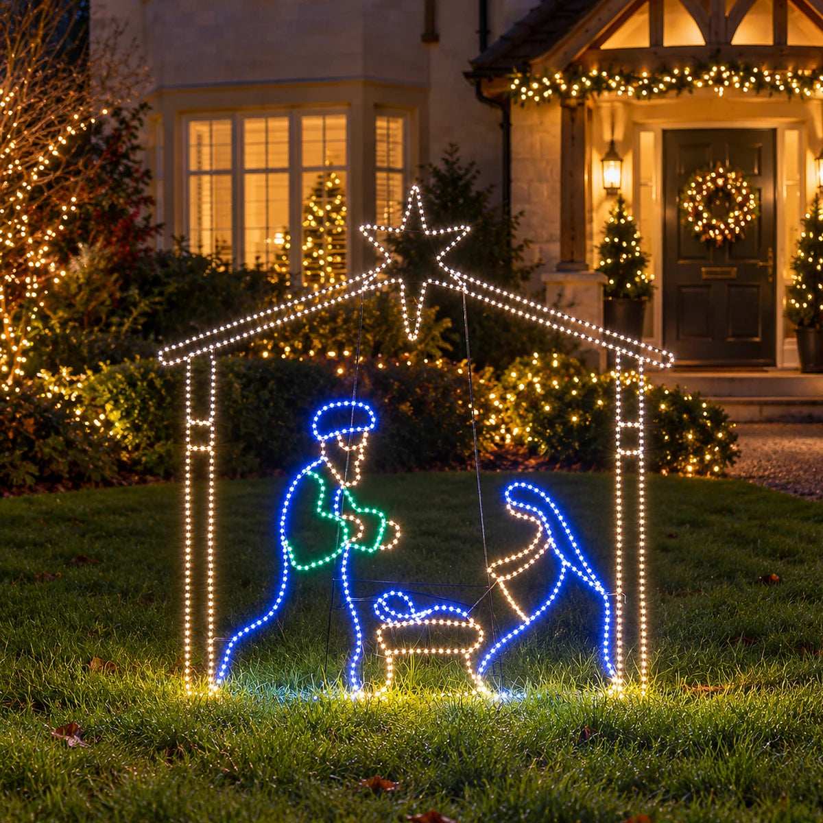 1.2m Nativity Scene Outdoor Christmas Silhouette Light