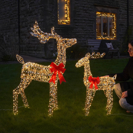 Gold Twist Outdoor Light up Reindeer Duo Christmas Figures