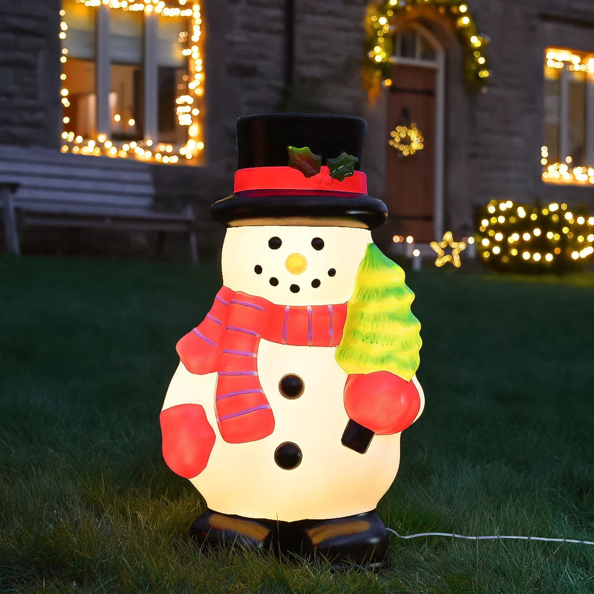 61cm Snowman Blow Mould Outdoor Figure Retro Christmas Light