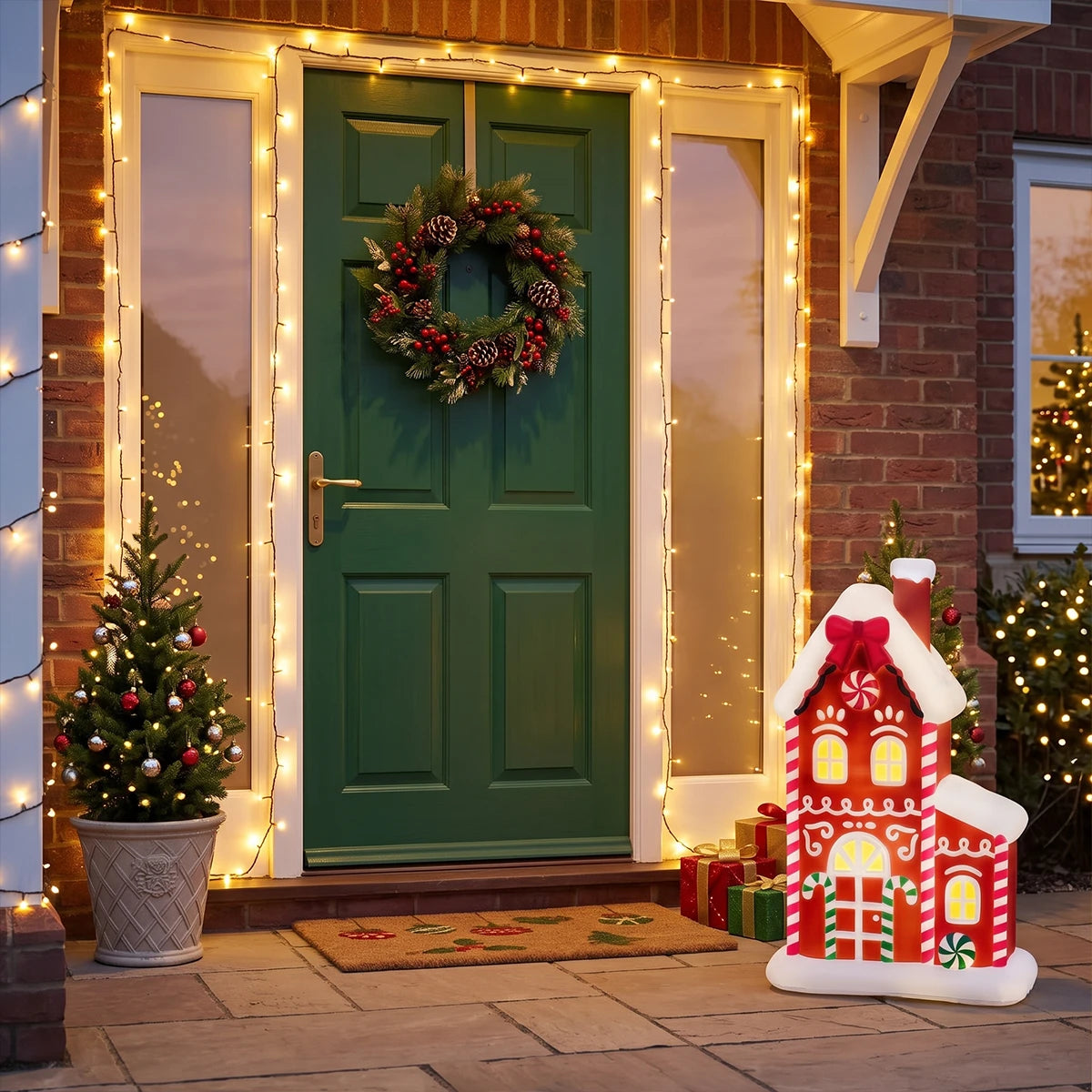 61cm Gingerbread House Blow Mould Outdoor Figure Retro Christmas Light