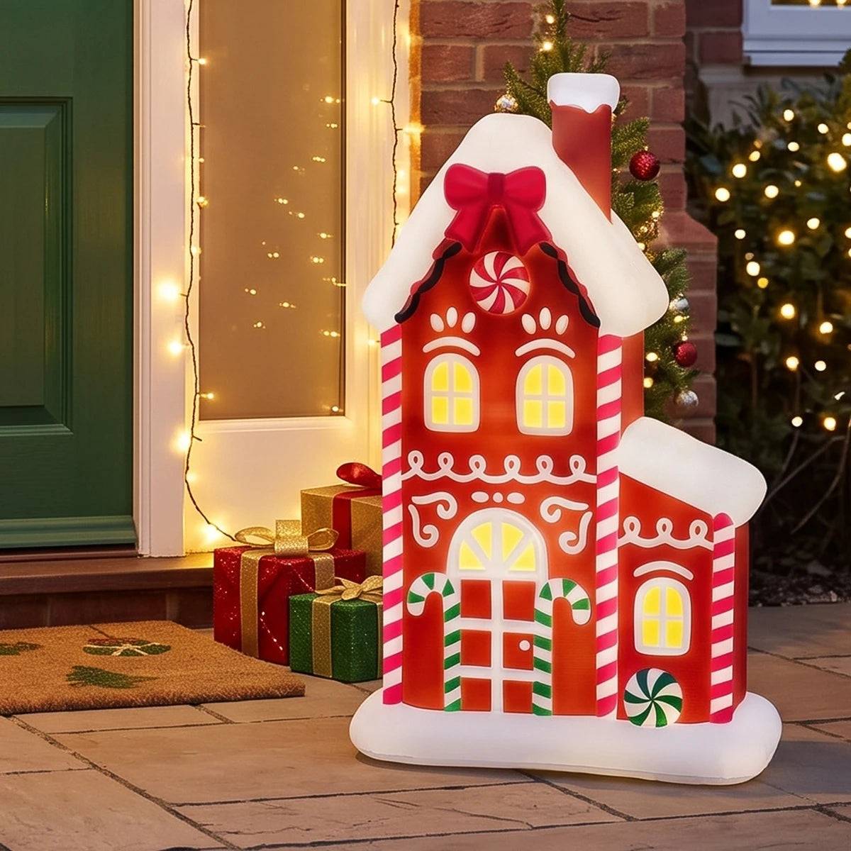 61cm Gingerbread House Blow Mould Outdoor Figure Retro Christmas Light