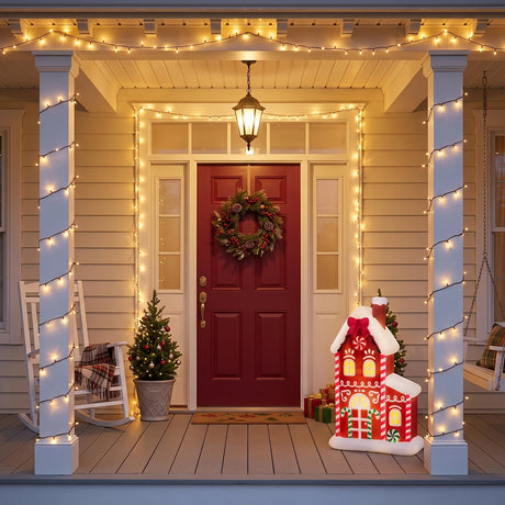 61cm Gingerbread House Blow Mould Outdoor Figure Retro Christmas Light