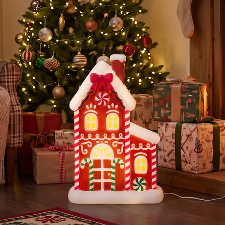 61cm Gingerbread House Blow Mould Outdoor Figure Retro Christmas Light