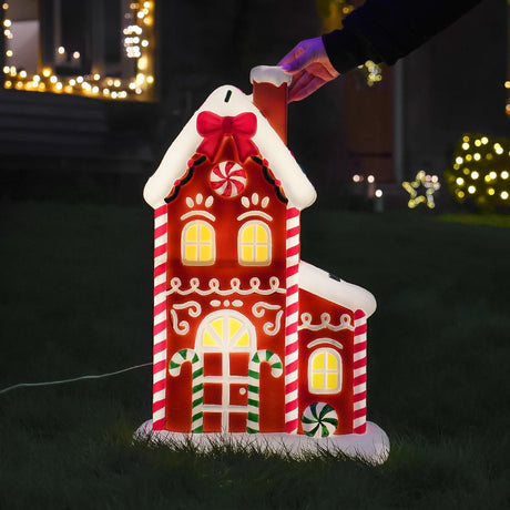 61cm Gingerbread House Blow Mould Outdoor Figure Retro Christmas Light