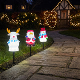 3 Christmas Stake Lights Blow Moulds Santa Snowman Reindeer