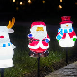 3 Christmas Stake Lights Blow Moulds Santa Snowman Reindeer