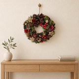 30cm Red Berry & Gold Pinecone Wreath