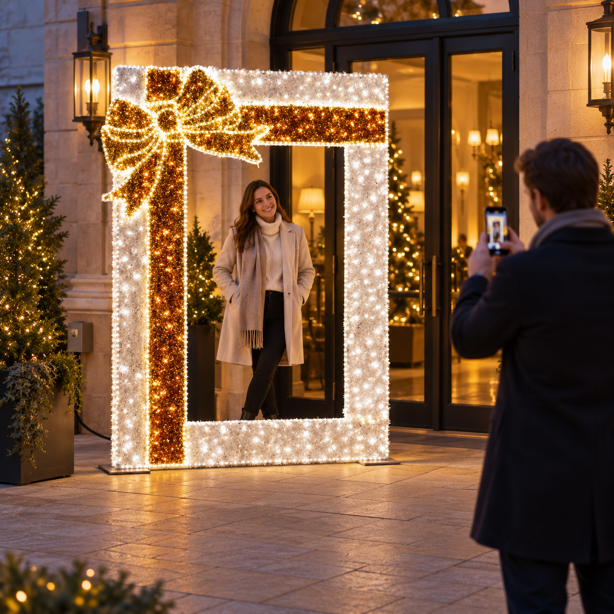 2.3m Outdoor Christmas Bow Picture Frame