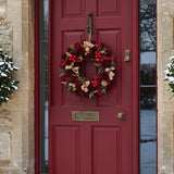 36cm Christmas Wreath with Red Roses and Pinecones