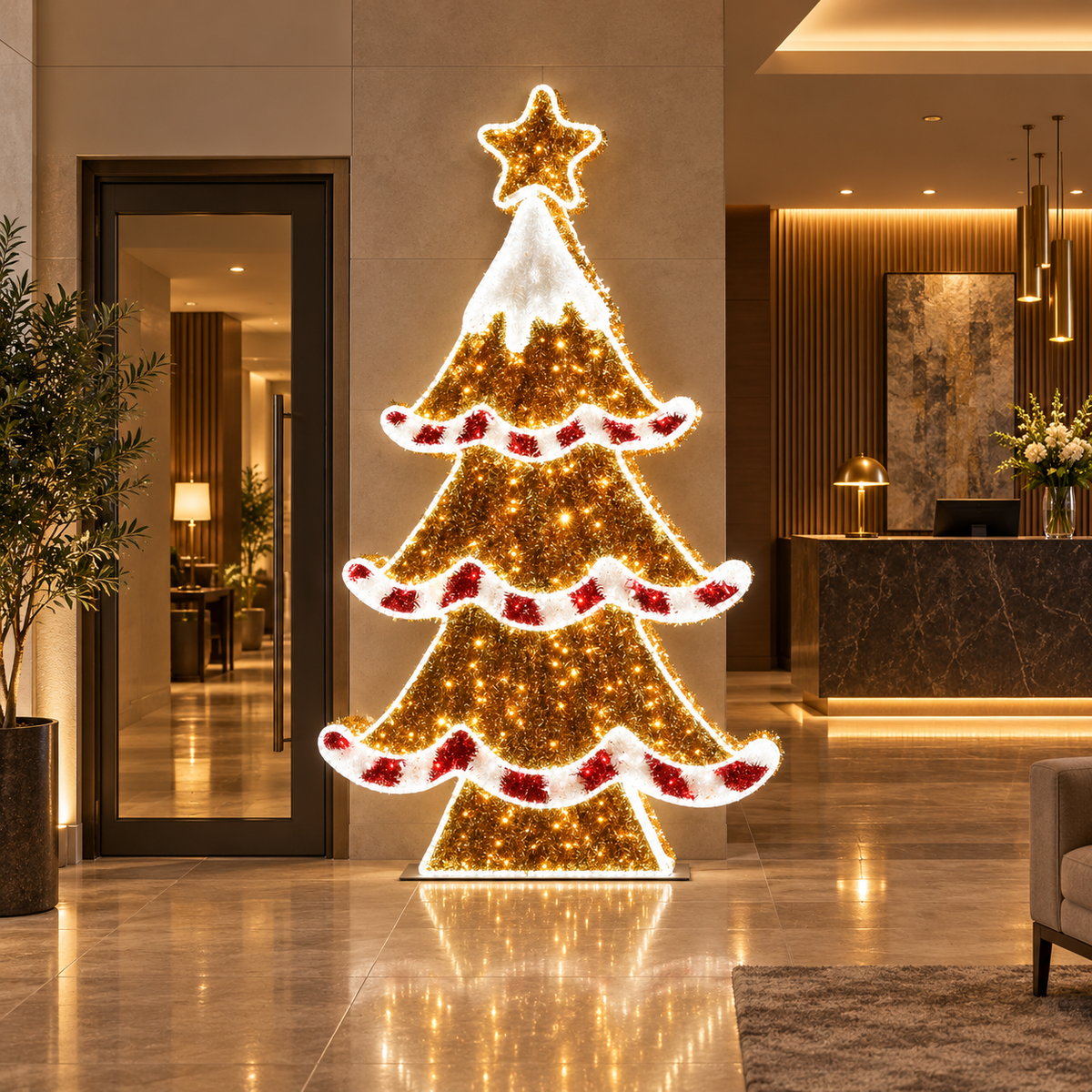 2.5m LED Gingerbread Tinsel Christmas Tree