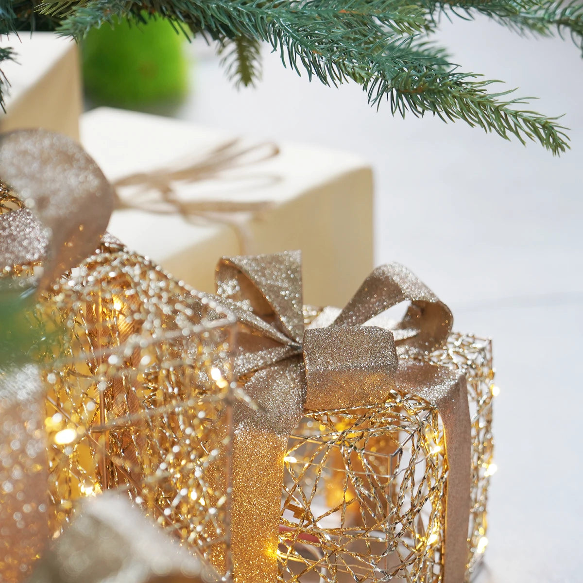 3 x Light Up Christmas Gift Parcels Battery Light