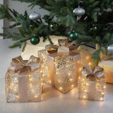 3 x Light Up Christmas Gift Parcels Battery Light
