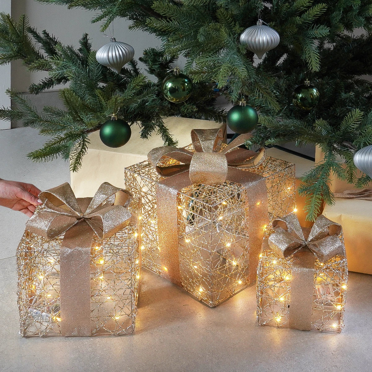 3 x Light Up Christmas Gift Parcels Battery Light