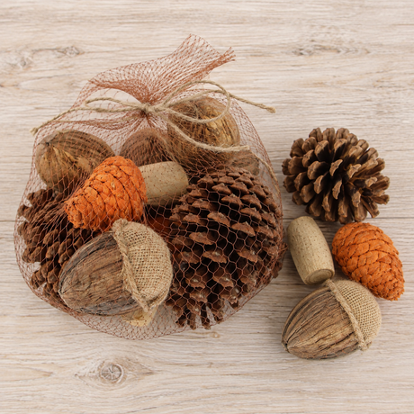 Mixed Pinecones and Acorns Decorative Vase Filler