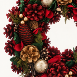34cm Red Pinecones Gold Berries Autumn Wreath