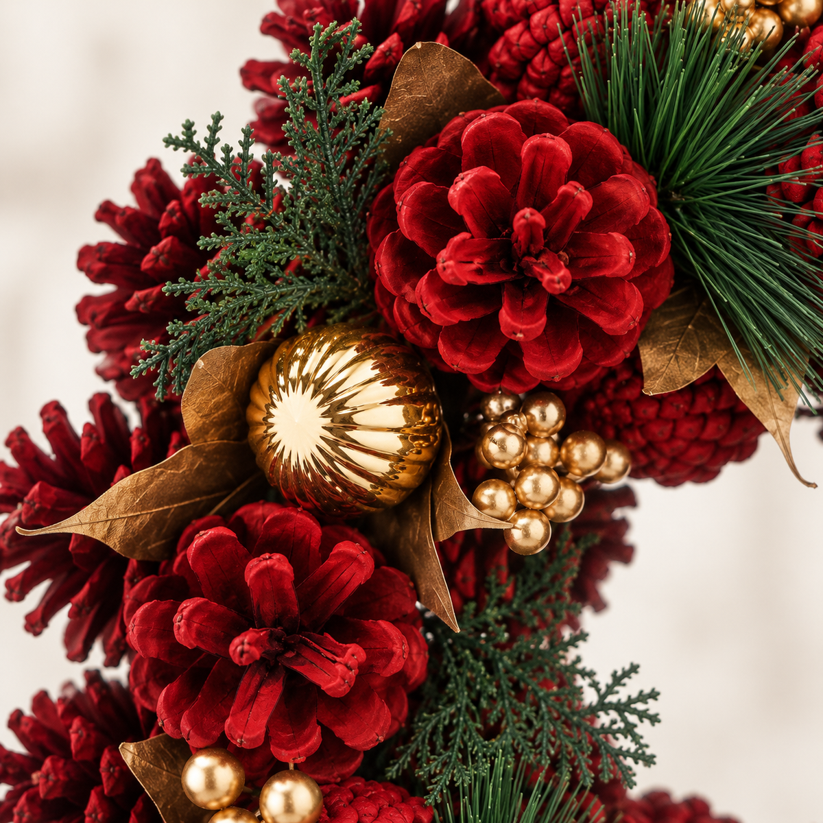 36cm Burgundy & Gold Berries Autumn Wreath
