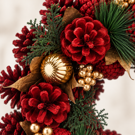 36cm Burgundy & Gold Berries Autumn Wreath