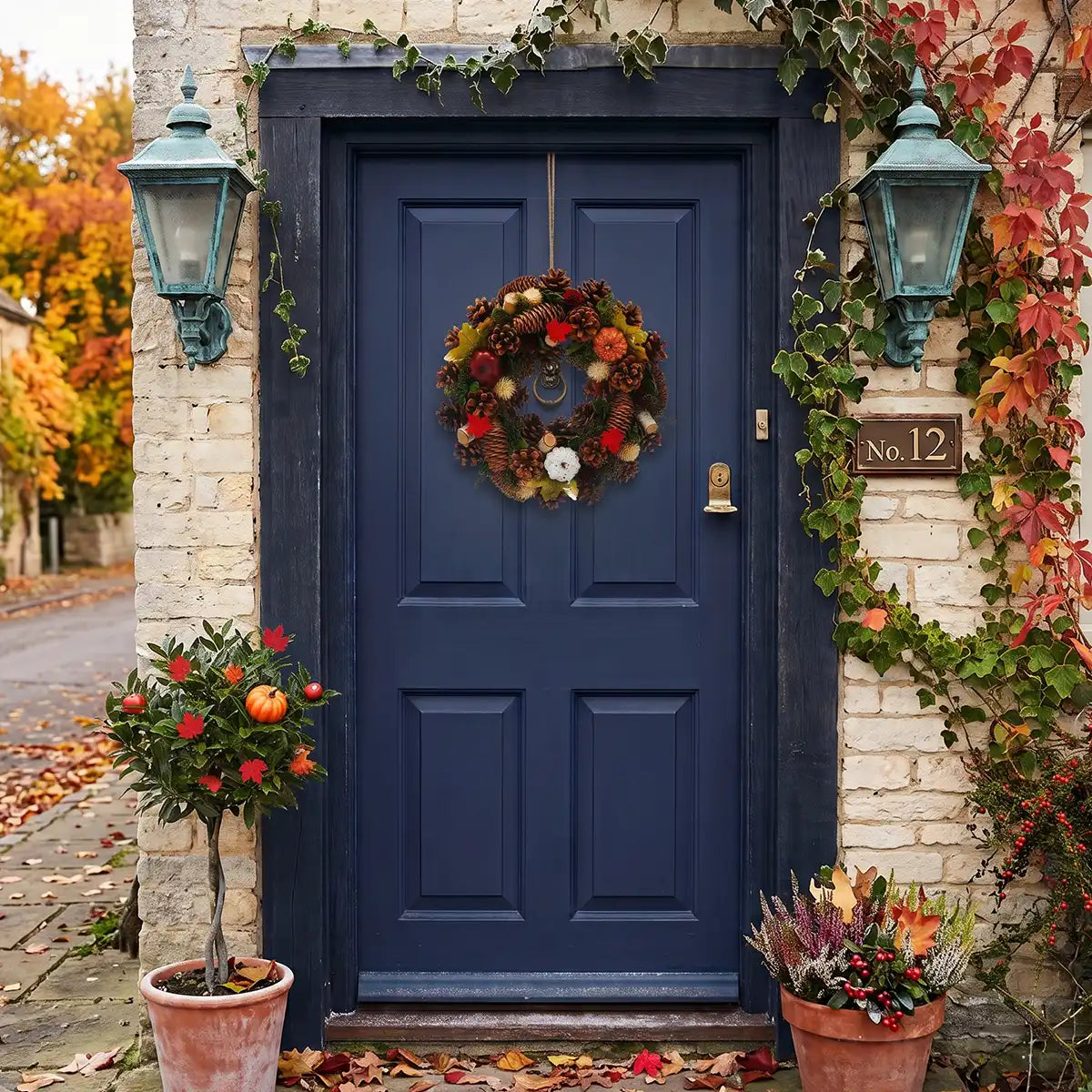 36cm Autumn Pumpkin Maple Leaves Wreath
