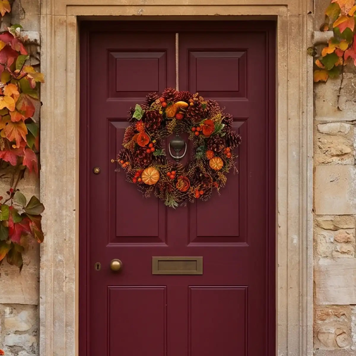 36cm Orange & Brown Autumn Pumpkins Wreath