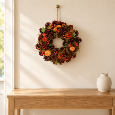 36cm Orange & Brown Autumn Pumpkins Wreath