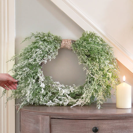 61cm Snowy Heart Christmas Wreath