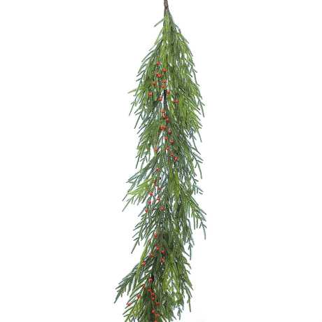 1.5m Norfolk Pine Christmas Garland with Red Berries