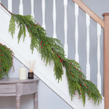 1.5m Norfolk Pine Christmas Garland with Red Berries