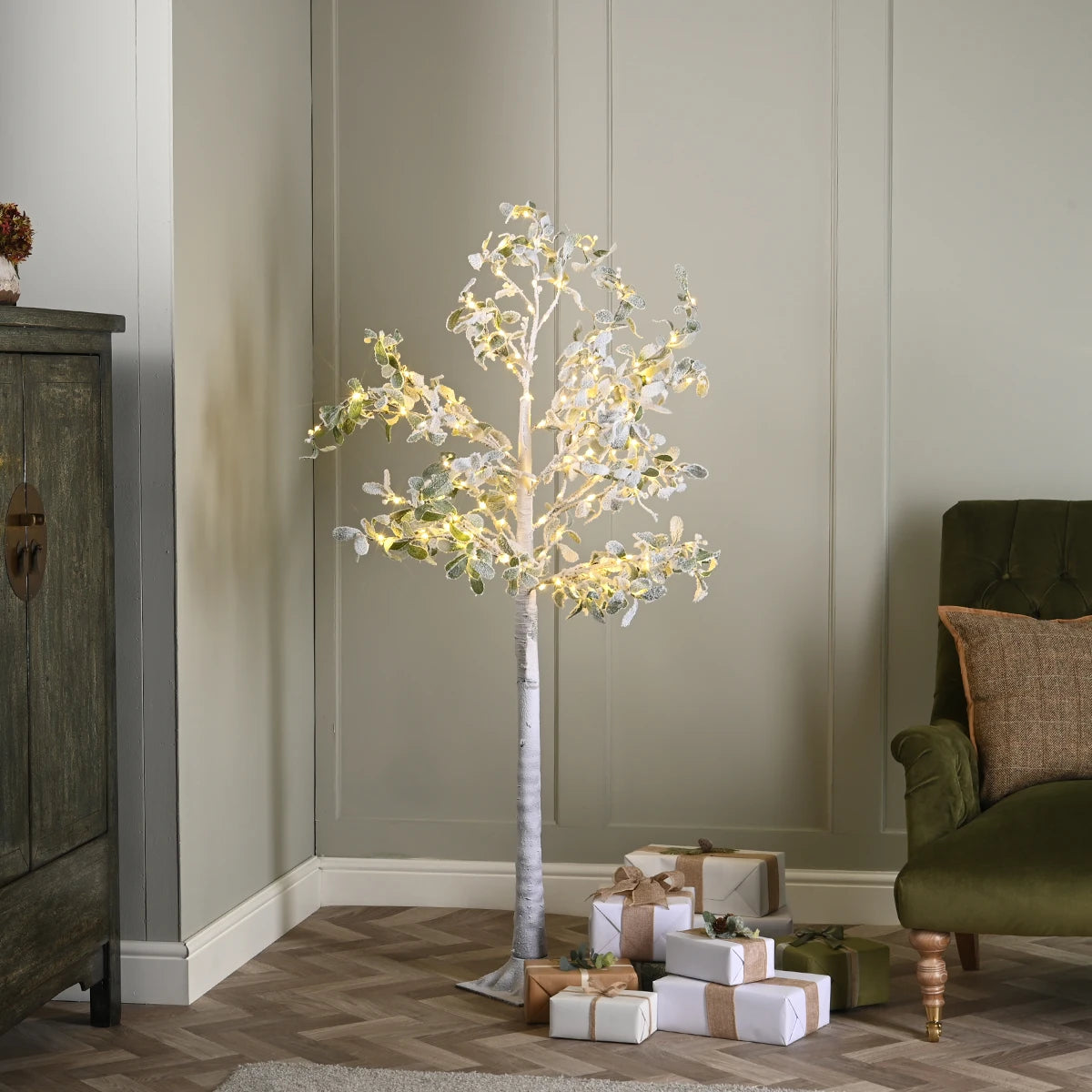 Pre Lit Mistletoe Christmas Twig Tree