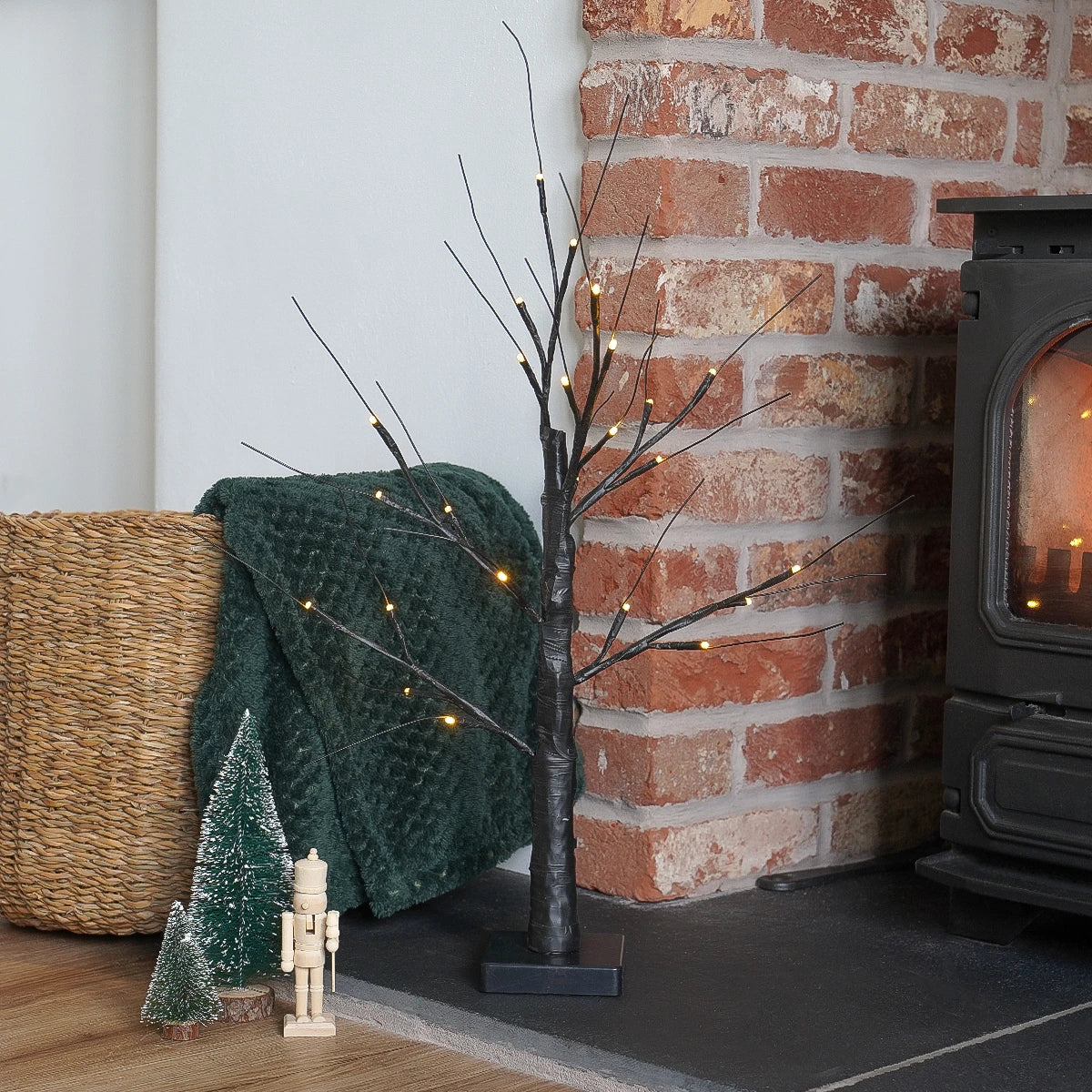 60cm Pre Lit Twig Tree Warm White LEDs Battery Operated