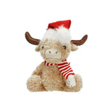 27cm Plush Sitting Highland Cow Red Hat