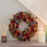 36cm Green & Red Berry Christmas Wreath