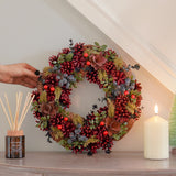 36cm Green & Red Berry Christmas Wreath