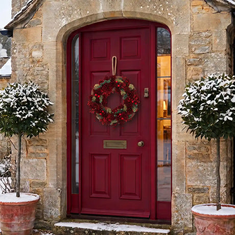 36cm Green & Red Berry Christmas Wreath