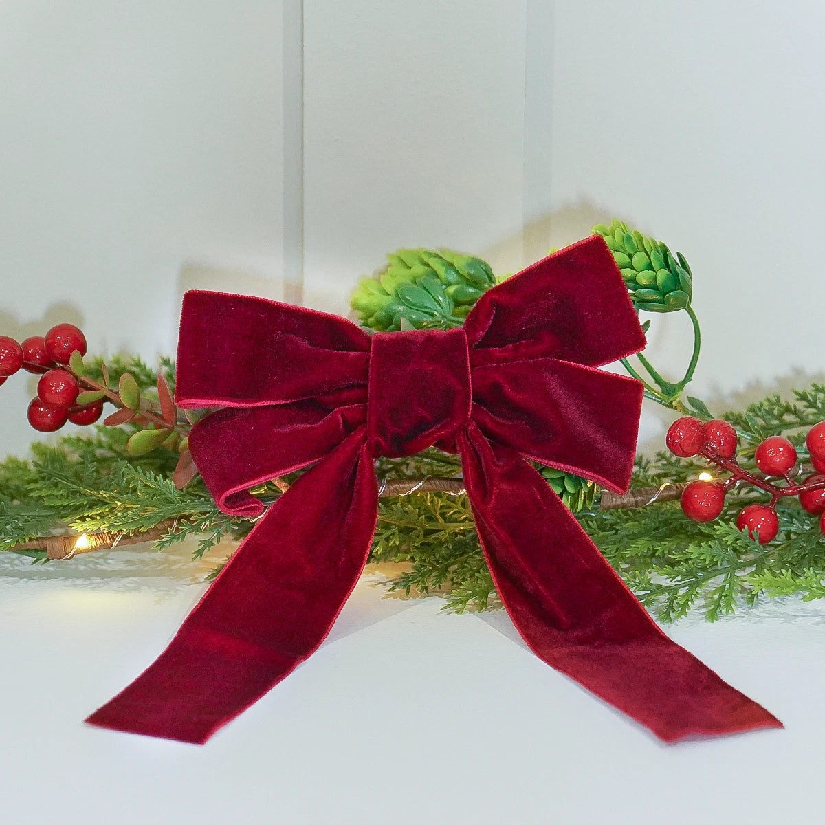 3 x Red Velvet Bows for Christmas Tree