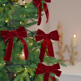 3 x Red Velvet Bows for Christmas Tree
