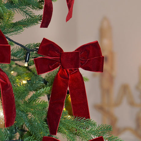 3 x Red Velvet Bows for Christmas Tree