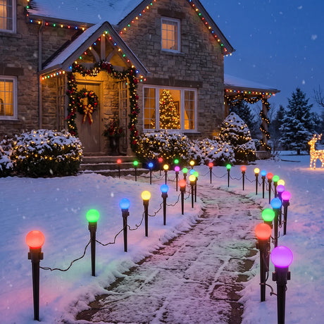 10 Colour Changing LED Ball Christmas Stake Lights 33cm