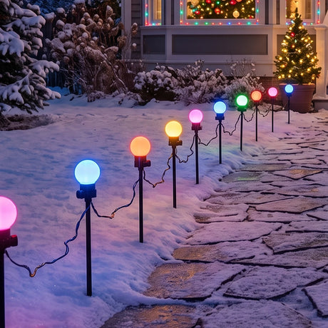 10 Colour Changing LED Ball Christmas Stake Lights 33cm